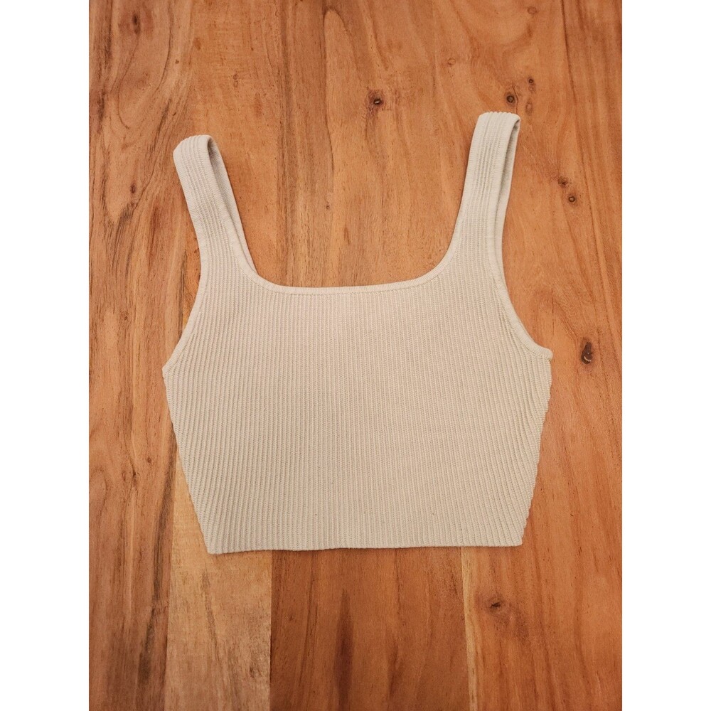 Babaton | Aritzia Sculpt Knit Square Neck Cropped Tank in Matte Pearl XS